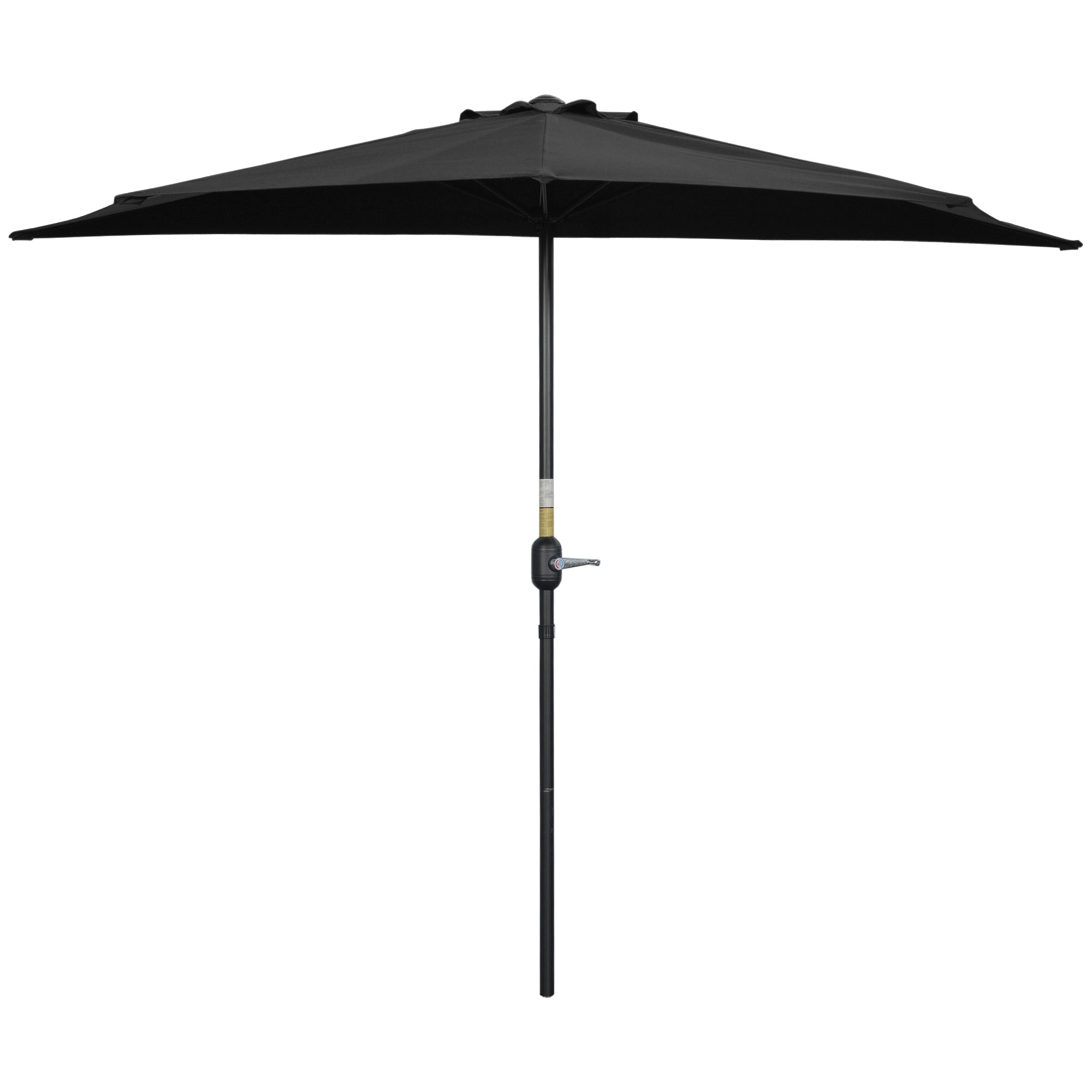 Outsunny Patio Umbrella: 9ft Half Round Balcony Garden Parasol Sun Shade Black 