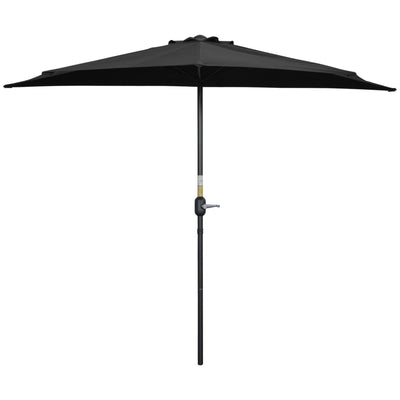 Outsunny Patio Umbrella: 9ft Half Round Balcony Garden Parasol Sun Shade Black 
