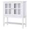HOMCOM Sideboard Buffet Cabinet with Glass Doors Modern Console Table for Kitchen Dining Room White