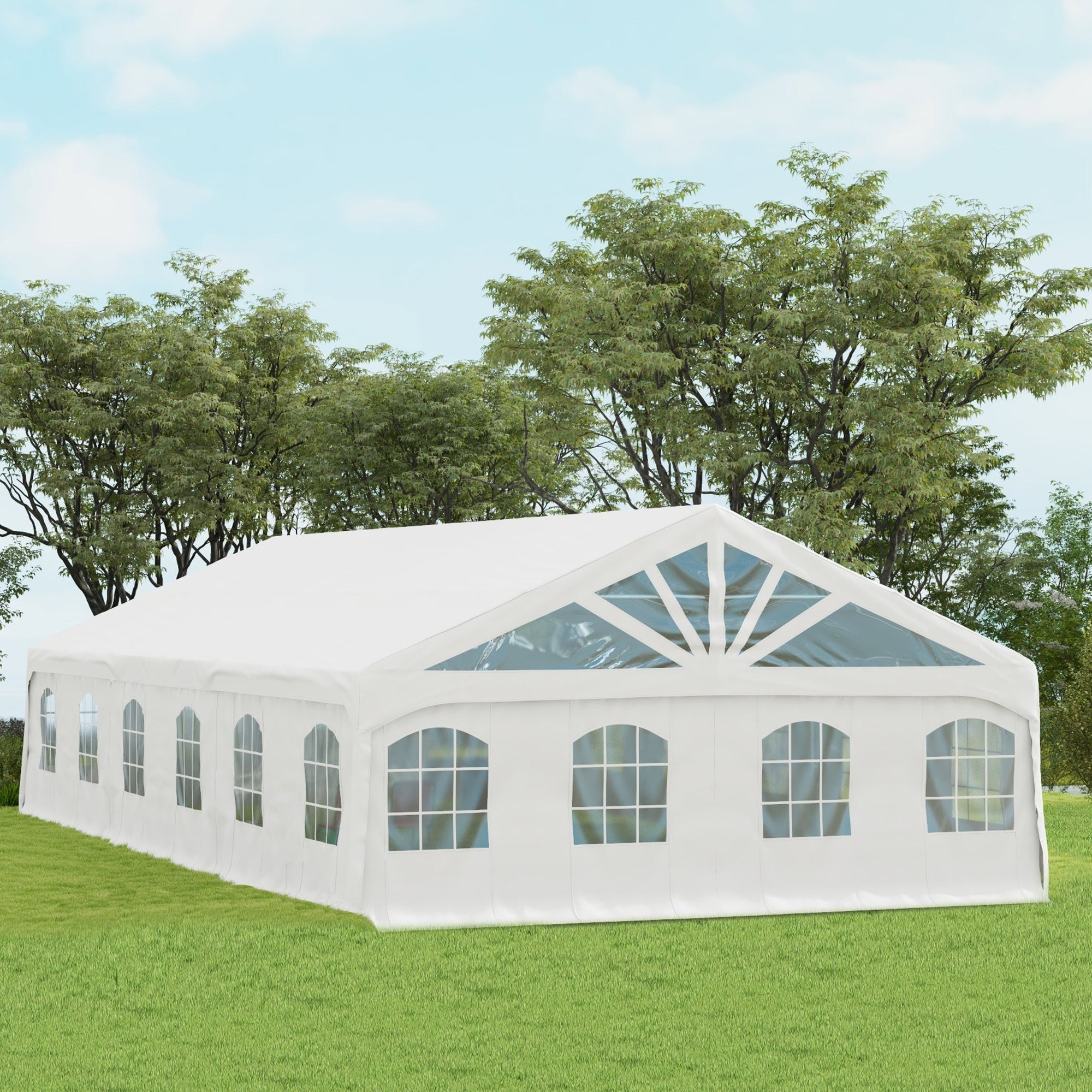 Outsunny Heavy Duty Party Tent, 20' x 40' Large Sun Shade Canopy Tent for Parties, Wedding, Events, BBQ Grill, White 
