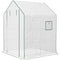 Portable Greenhouse, Walk-In Small Outdoor Green House with 2 Tier U-Shaped Flower Rack Shelves, 4.6' x 4.7', White