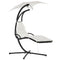Outsunny Cream White Floating Chaise Lounge: Outdoor Hanging Hammock Swing Chair with Arc Stand & Canopy for Patio, Porch
