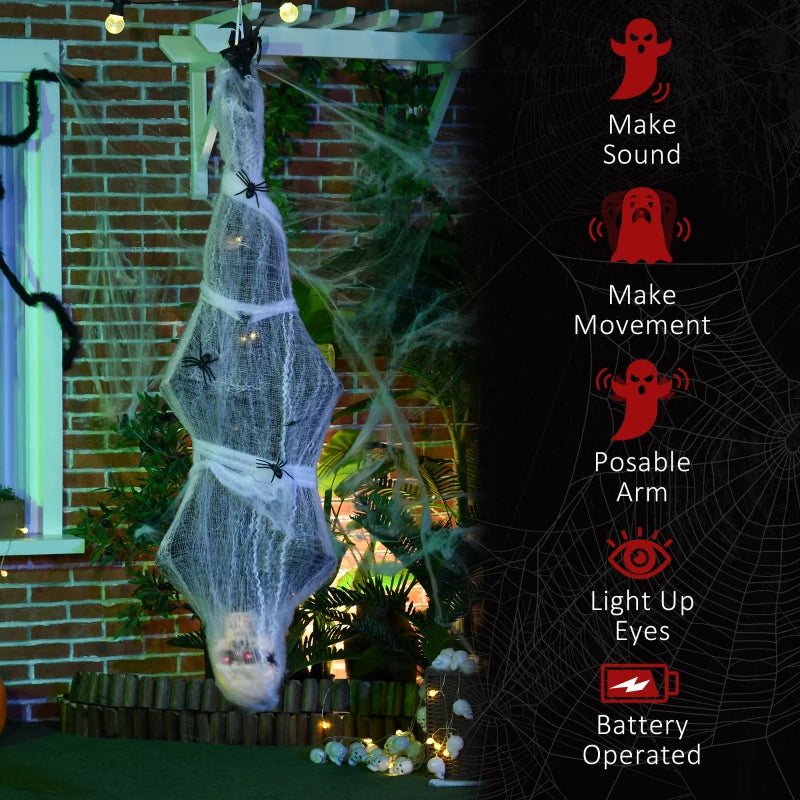 HOMCOM 62” Life-Size Outdoor Halloween Crawling Zombie – Animated Prop with Sound, Motion Activation & Light-Up Eyes 