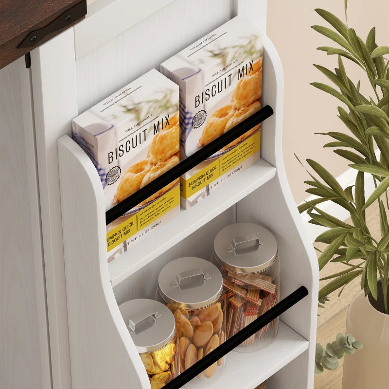 53.5" Pantry Cabinet, Kitchen Storage Cabinet with Adjustable Shelves, 6 Door Spice Racks for Dining Room, White