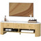 TV Stand, Modern TV Table with Marble-Effect Top, 3 Drawers and 2 Open Shelves for 32-65 Inch Television, Natural