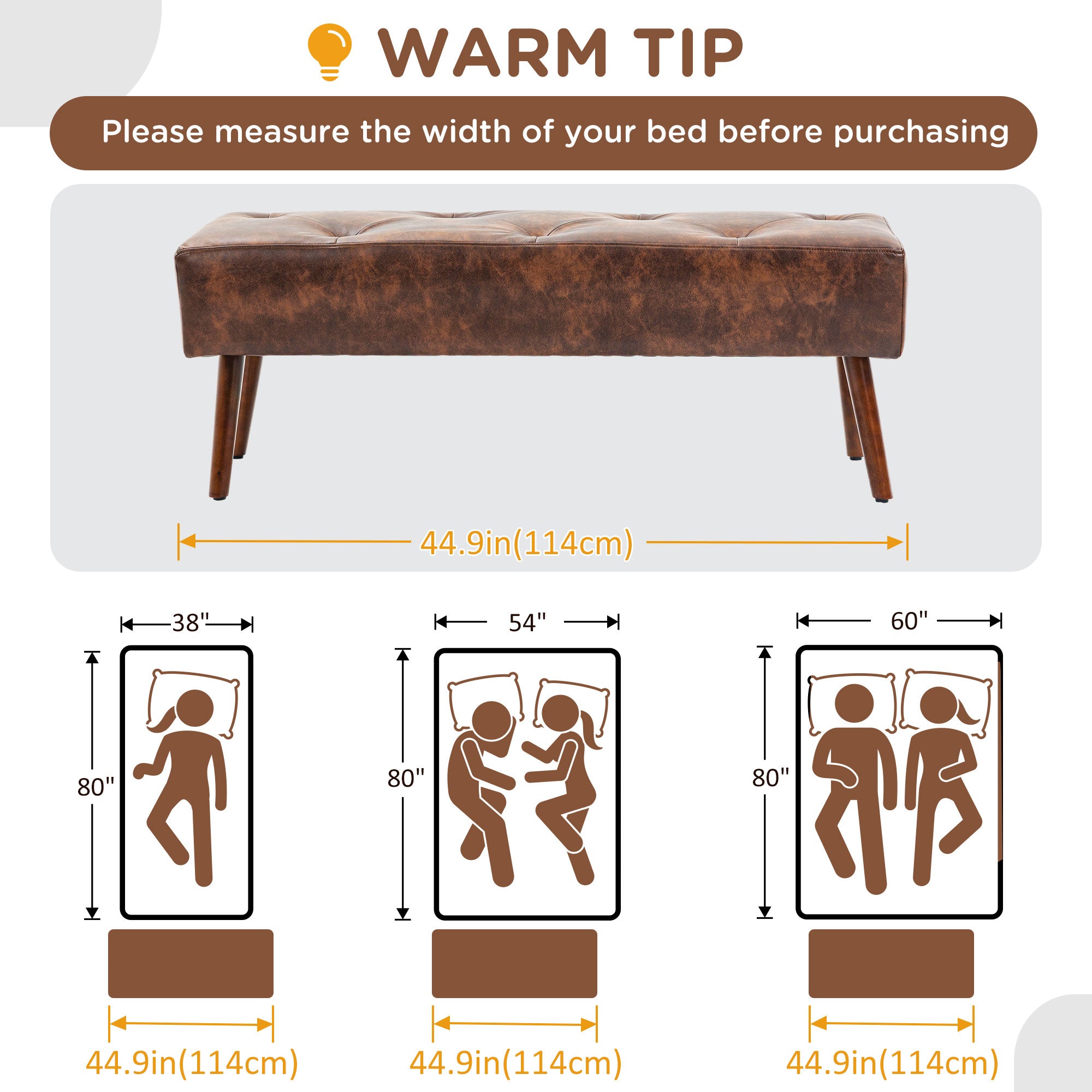 HOMCOM Luxurious Bedroom Bench End of Bed Bench Button Tufted PU Leather Wood Legs Entryway Furniture Brown 