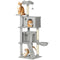 63 Inch Cat Tree with Sisal Scratching Posts, Condos, Plush Perches, Hammock, Ladder, Dangling Balls, Light Grey