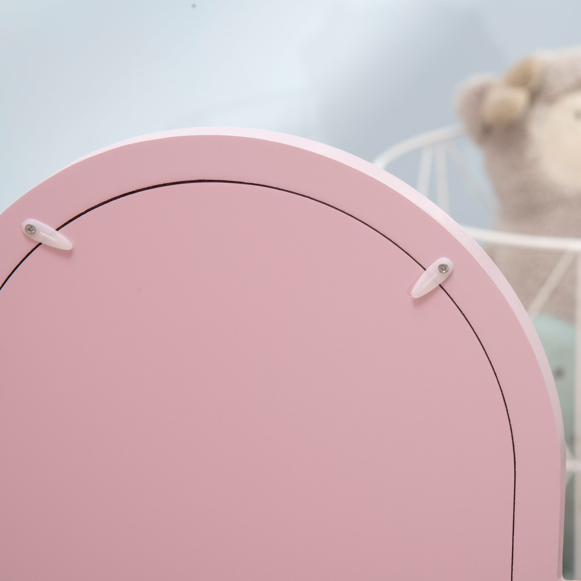 Qaba Kids Dressing Vanity: Makeup Table with Drawer, Chair for Ages 3-6, Pink 