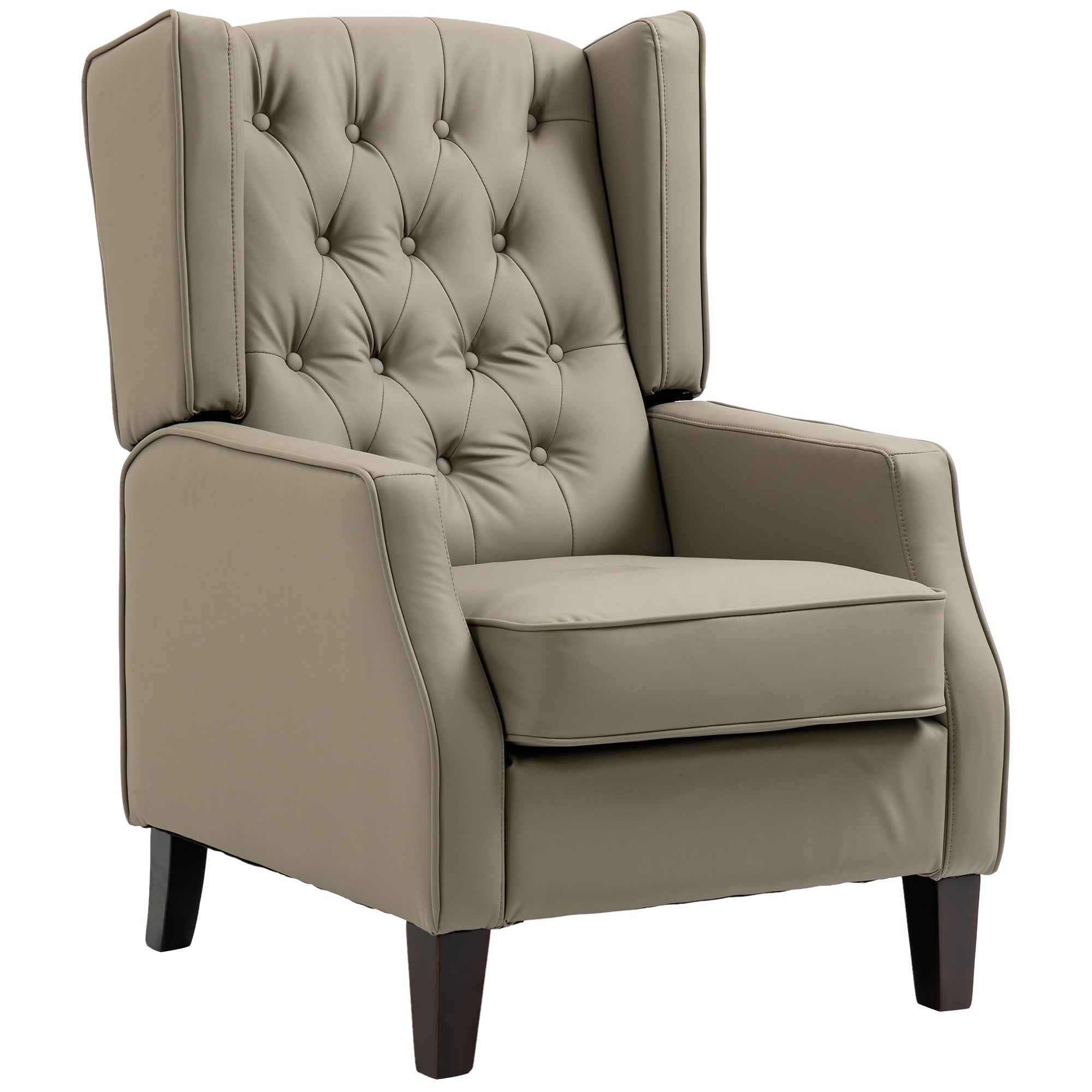 HOMCOM Faux Leather Armchair, Modern Accent Chair with Thick Padding for Living Room, Bedroom, Home Office, Khaki 