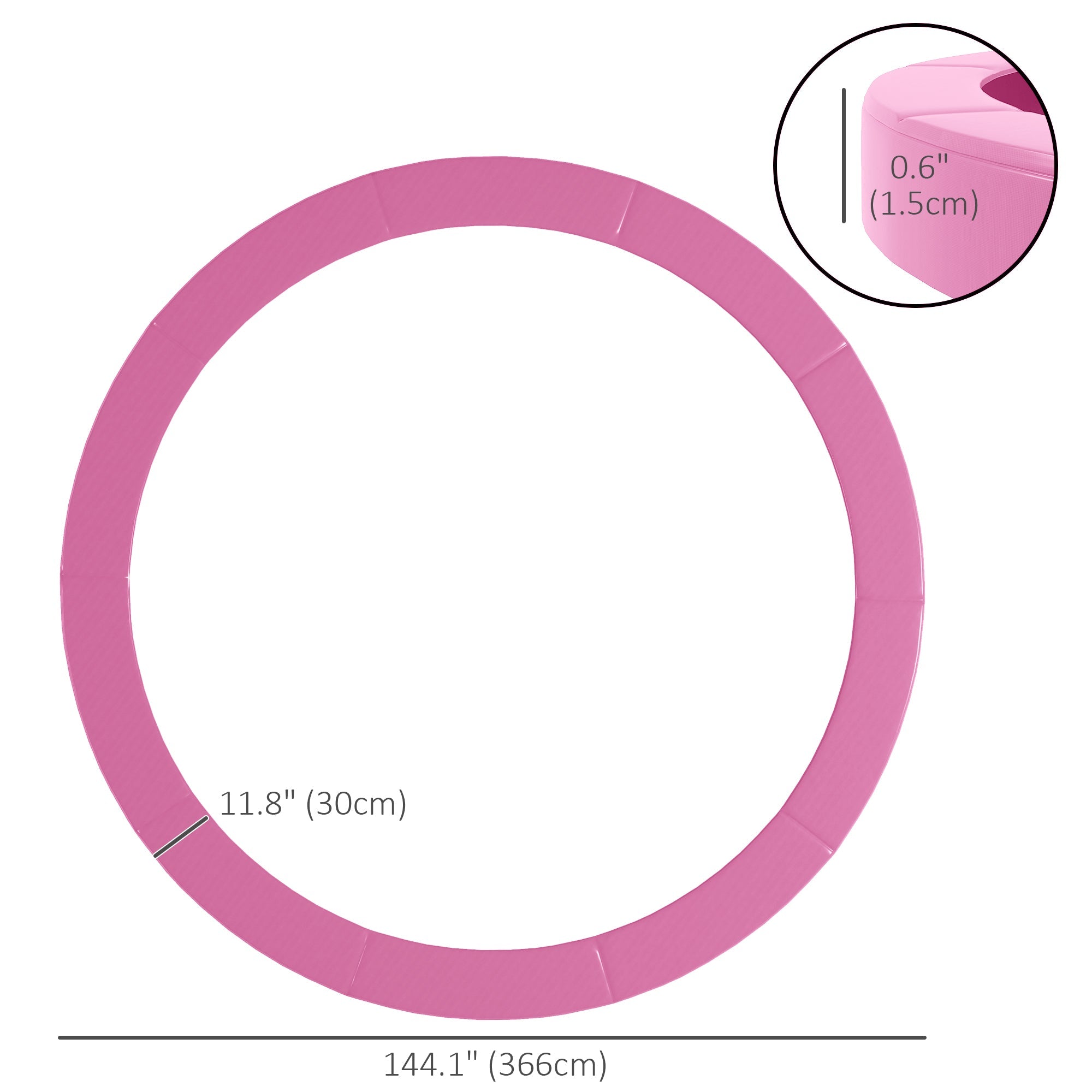 Soozier Trampoline Safety Upgrade: 12FT Edge Protection Spring Cover Pad, Waterproof Tear-Resistant, No Pole Holes, Pink 
