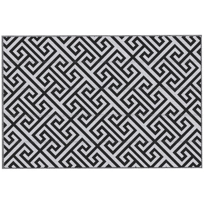 Outsunny 6' x 9' Reversible RV Outdoor Rug Black White Plastic Straw Mat for Beach Deck Backyard Camping 