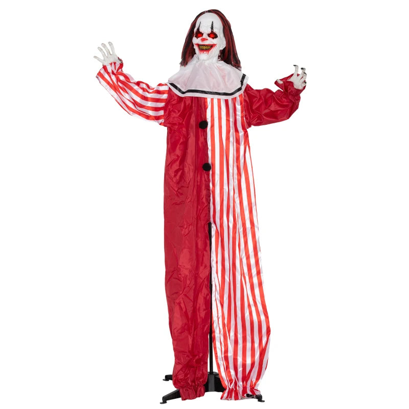 Outsunny Life-Size Halloween Animated Clown – Red Light-Up Eyes, Sound Activated, Battery Operated 