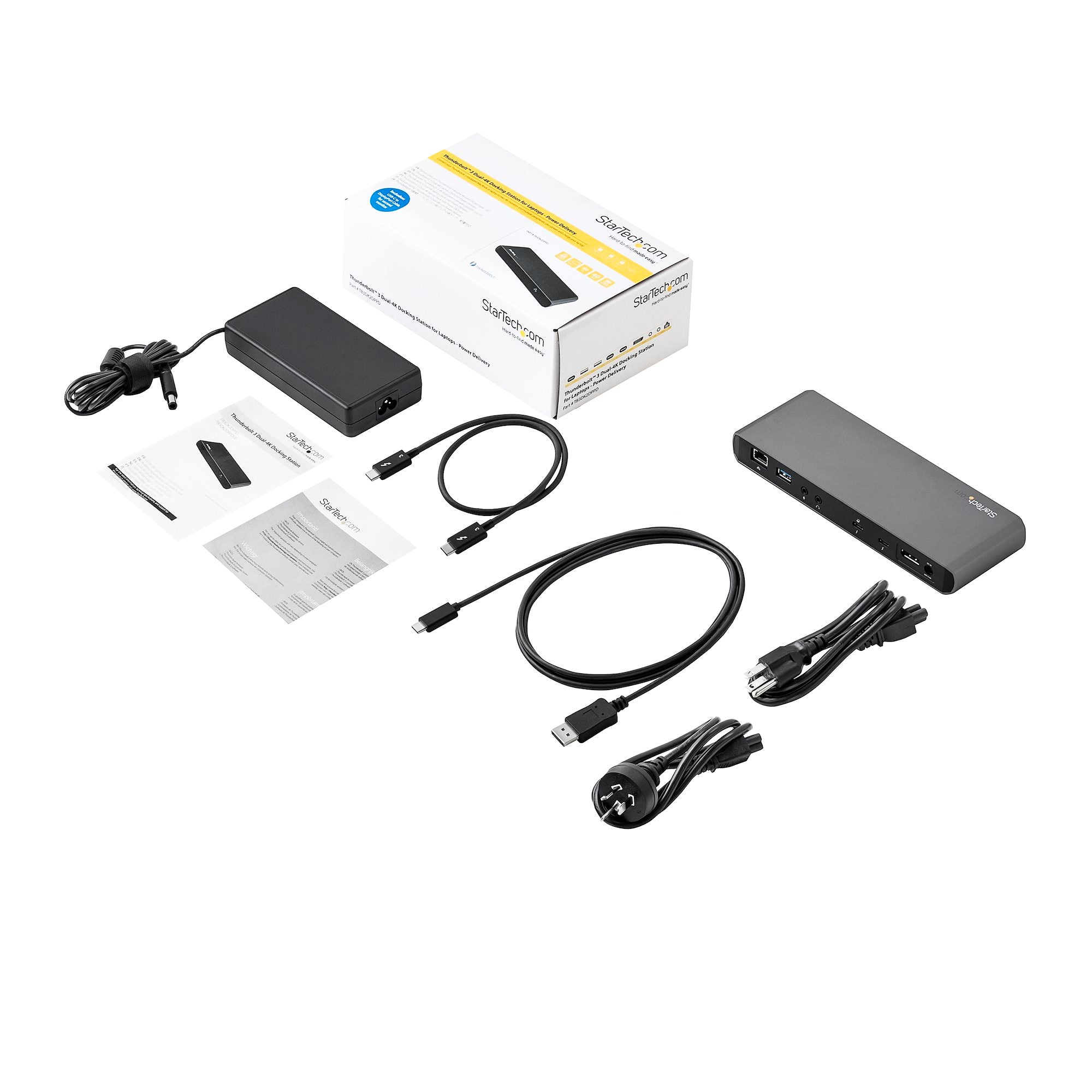 Thunderbolt 3 Dock, Dual Monitor 4K 60Hz TB3 Laptop Docking Station, DisplayPort, 85W PD, 3x USB, GbE 