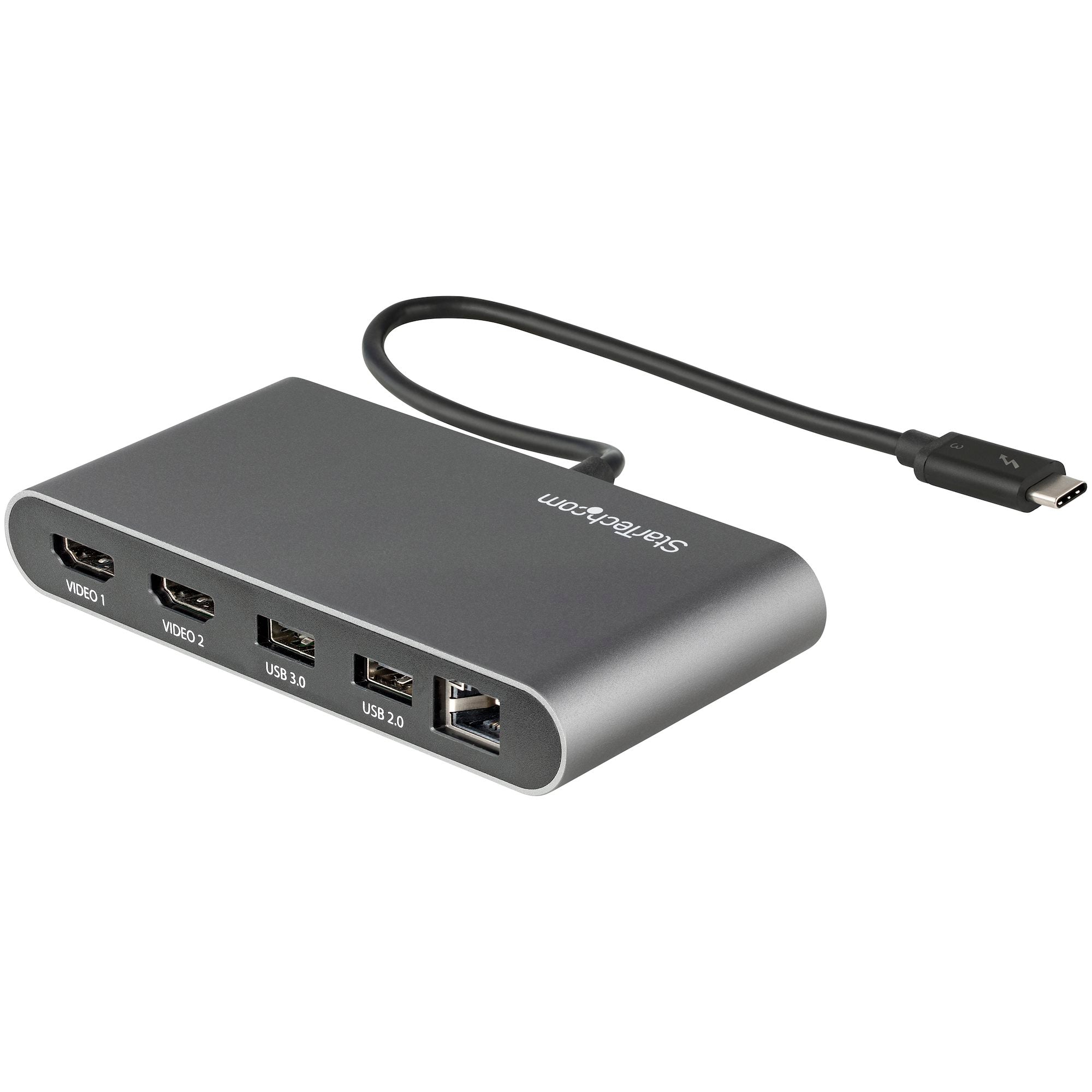 Thunderbolt 3 Mini Dock - Portable Dual Monitor Docking Station w/HDMI 4K 60Hz, 2x USB-A Hub (3.0/2.0), GbE - 11in/28cm Cable - TB3 Multiport Adapter - Mac/Windows 