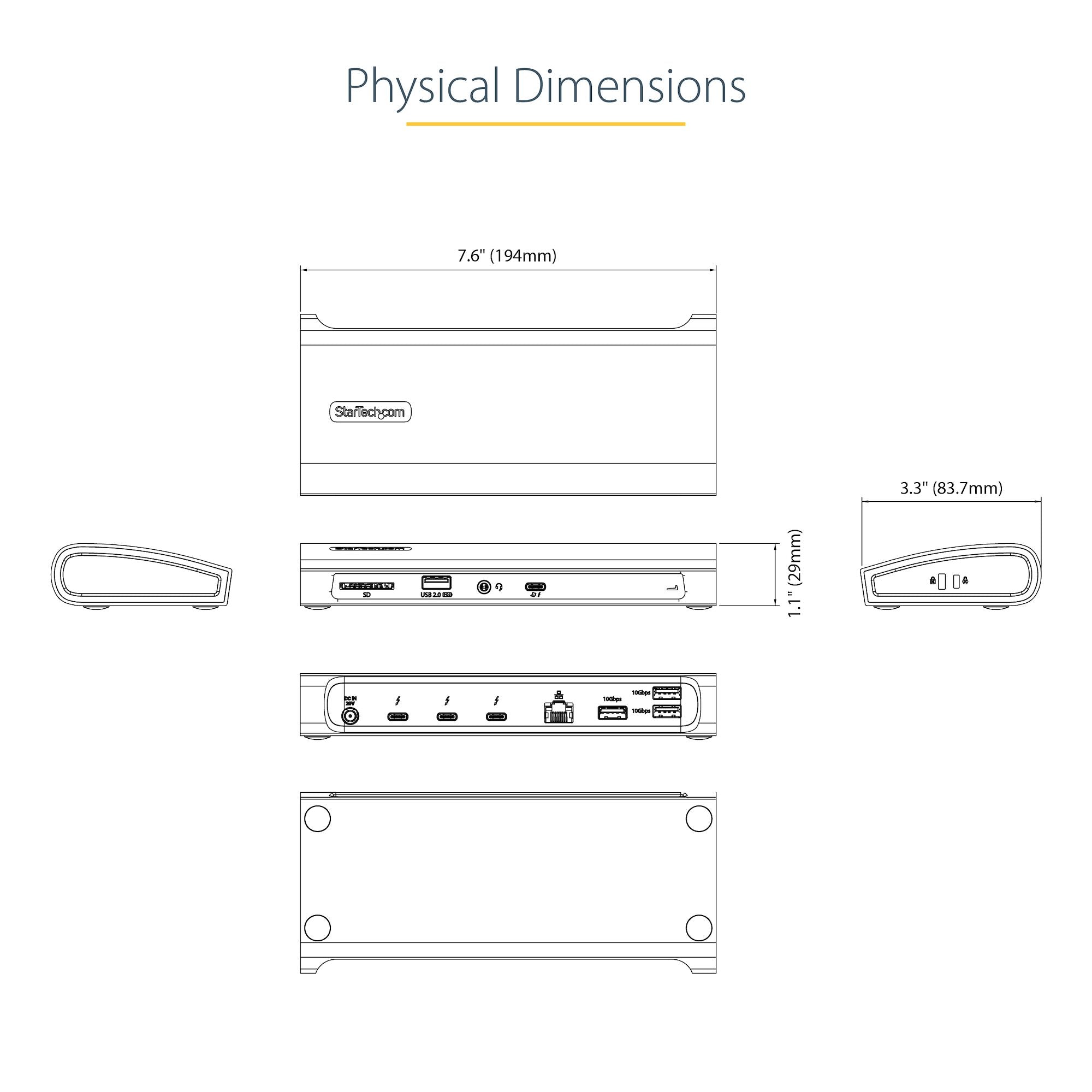 Thunderbolt 4 Dock, 96W Power Delivery, Single 8K/Dual Monitor 4K 60Hz, 3xTB4/USB4 ports, 4xUSB-A, SD, GbE, Thunderbolt 4 Docking Station for Windows or TB3 MacBook, 0.8m Cable 