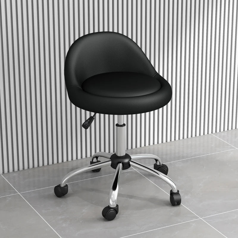 Salon Stool, Adjustable Rolling Stool, Black