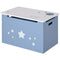 Qaba Wooden Toy Storage Box Organizer Chest with Seating Bench and Gas Stay Bar for Kids Room Blue