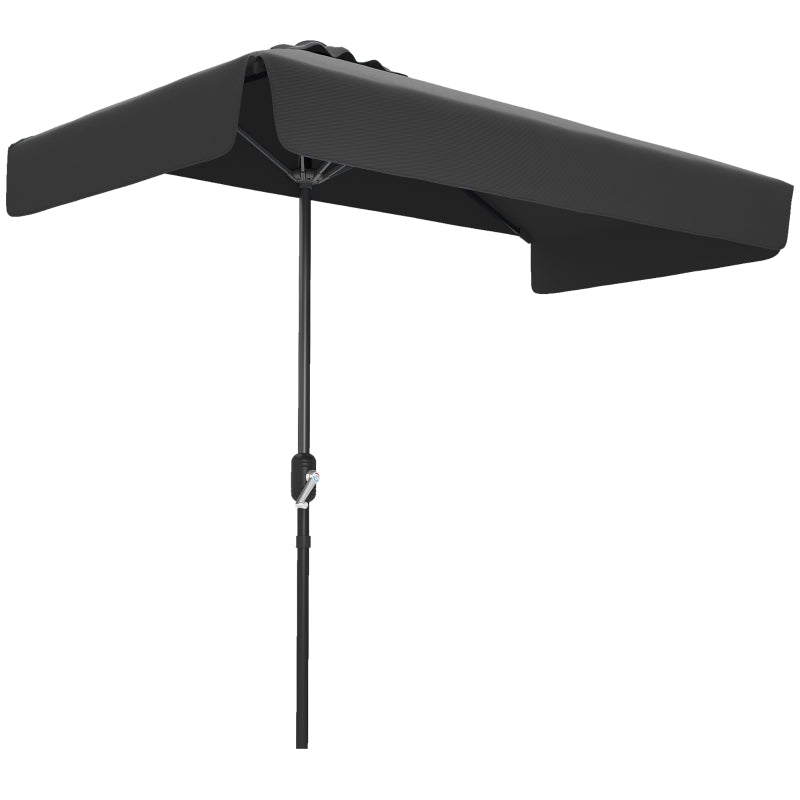 7.5ft Half Umbrella Semi Round Patio Parasol with Crank Handle, Top Vent for Garden, Balcony- NO BASE INCLUDED, Black