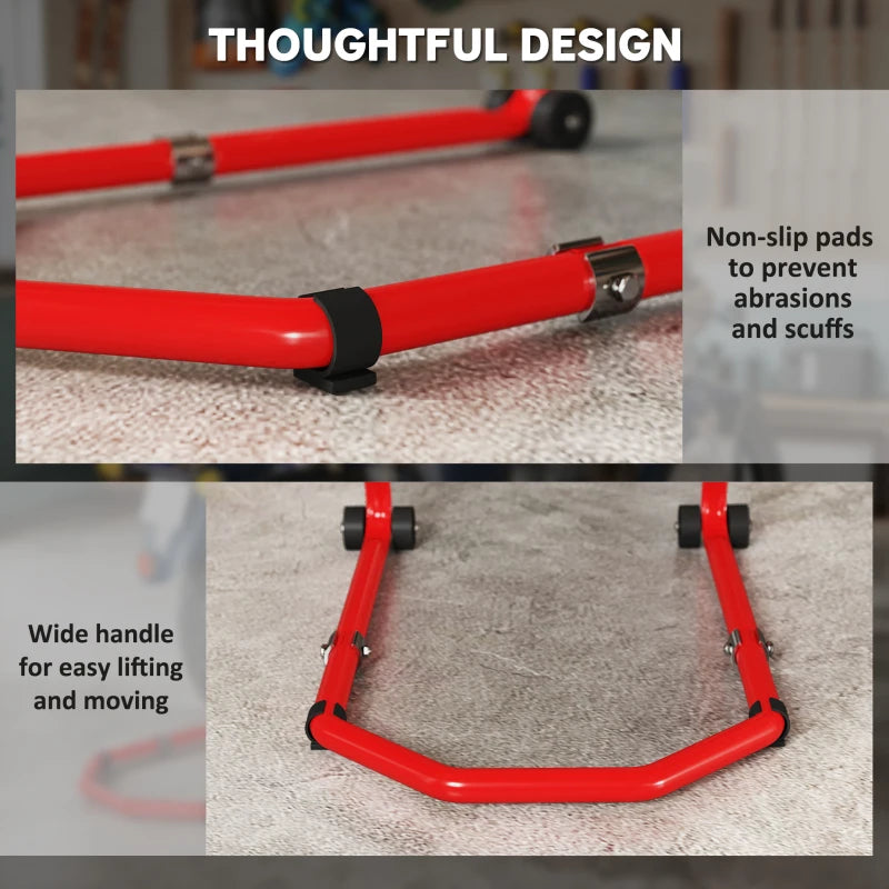 Motorcycle Stand Lift, 850 lbs Capacity Front & Rear Combo Wheel Paddock Stand Lift for Dirt Bikes, Red
