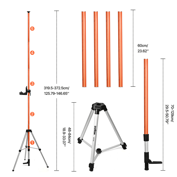 Telescoping Laser Level Pole with Tripod- DP3700