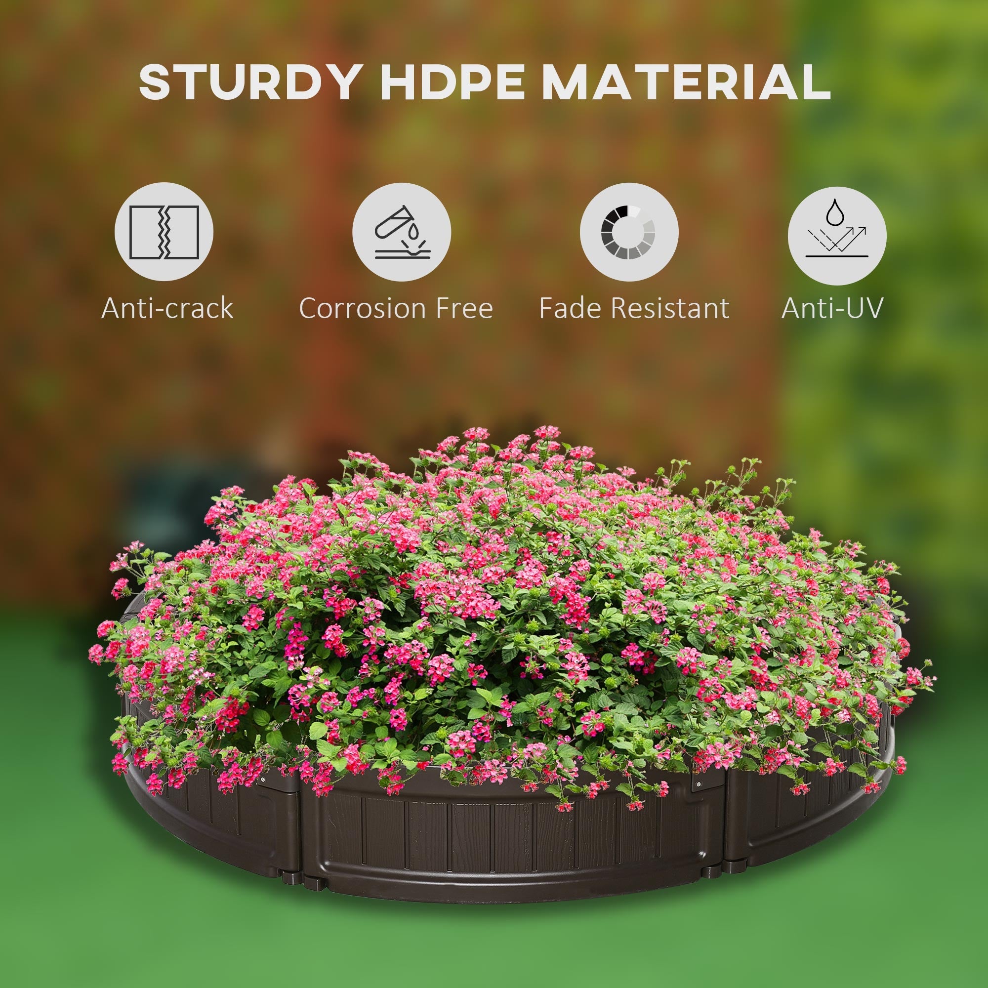 Outsunny 48"x48"x8" Round Raised Garden Bed: Planter Box for Flowers/Herbs/Veggies, Outdoor, Brown 