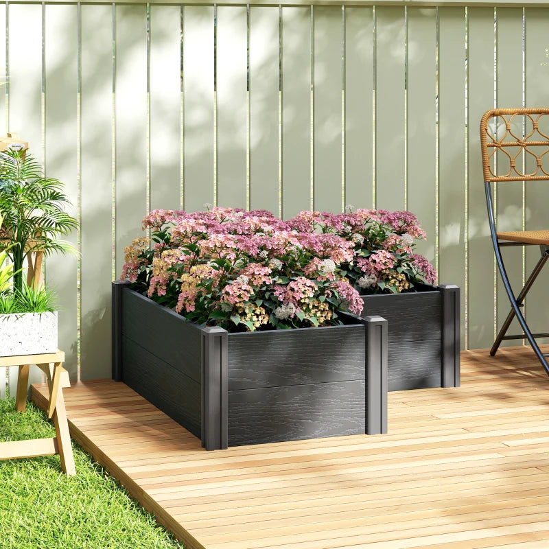 Vinyl Raised Garden Bed Kit, 3 x 3 x 1ft Elevated Garden Box with Open Bottom, Screwless Outdoor Planter Box