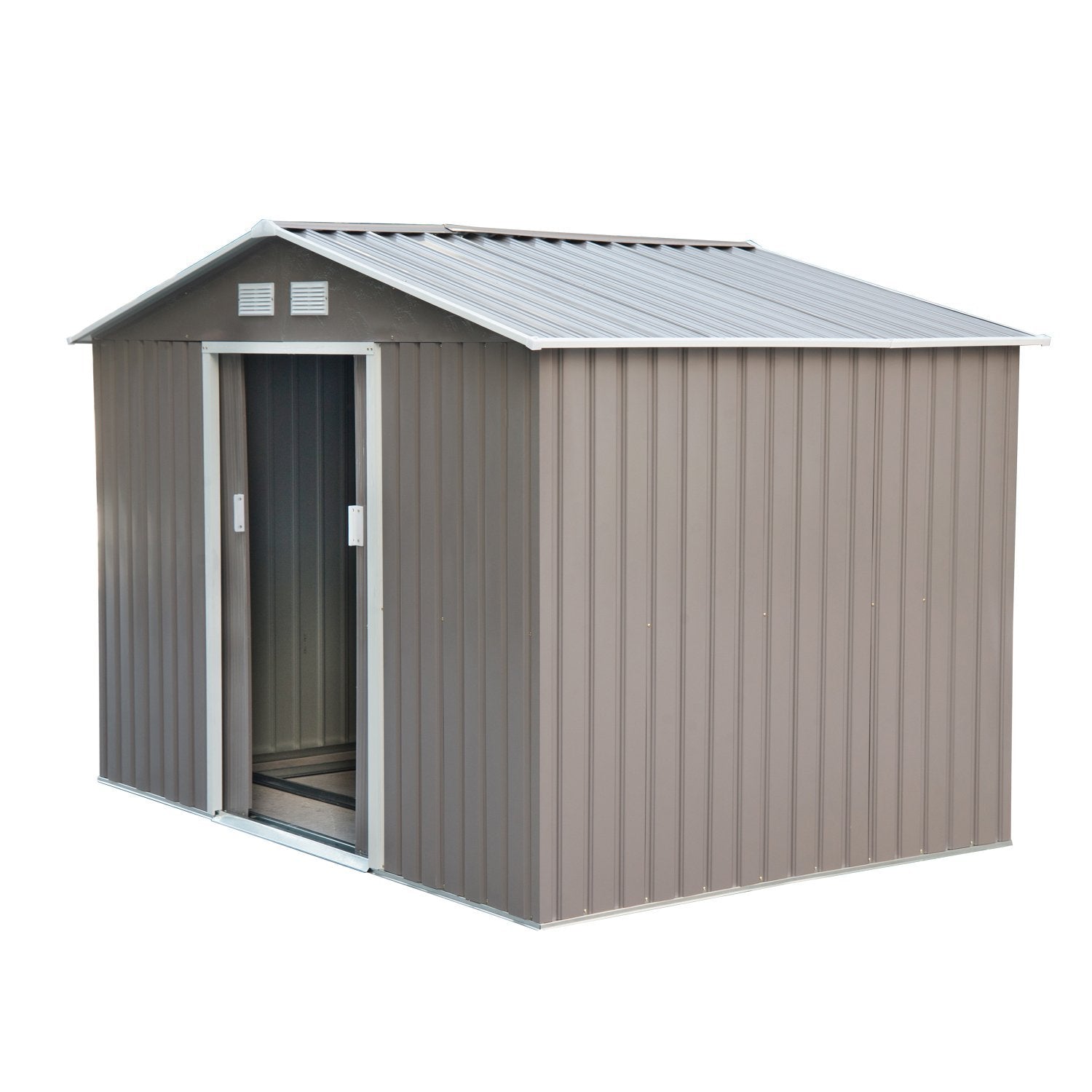 Outsunny 9'x6' Outdoor Garden Storage Home Depot Sheds Metal Floor Foundation Outdoor Patio Yard Tool Shed Backyard House Grey White 