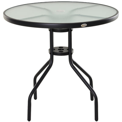 Outsunny Round Bistro Table Outdoor Dining Coffee Tempered Glass Top Patio Garden Furniture 31.5'' Diameter 