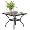 Outdoor Dining Table for 4, Square Patio Table with Umbrella Hole, Shelf, Faux Wood Top for Garden, Backyard, Grey