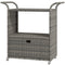 Outsunny Patio PE Wicker Garden Serving Cart 2-Tier Shelf Wheeled Rattan Food Cart with Handles for Poolside Grey