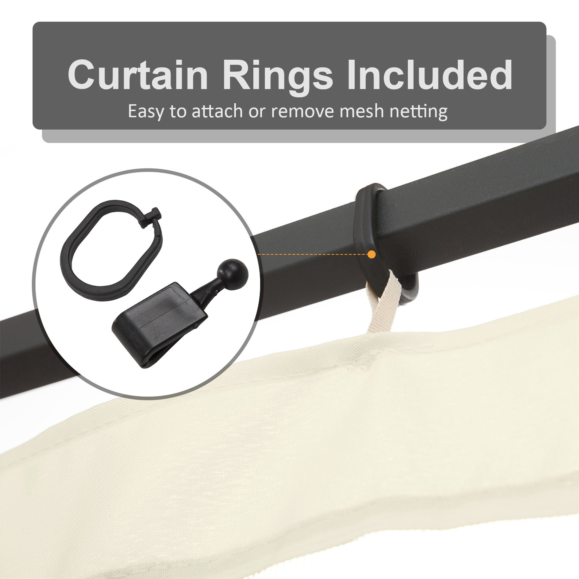 Outsunny Gazebo Bug Screen 10'x12' Replacement Mosquito Netting Zippered Black 