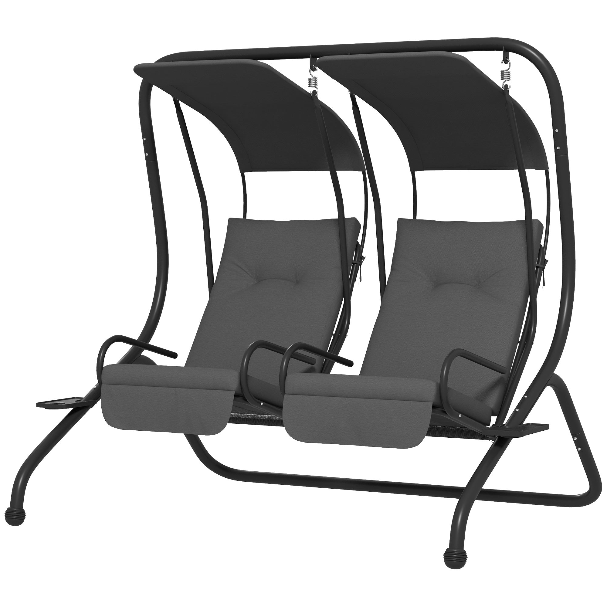 Outsunny 2-Seater Outdoor Porch Swing with Canopy, Patio Swing Chair for Garden, Poolside, Backyard, Grey 
