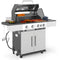 🔥 4+1 Burner Liquid Propane Gas Grill – Outdoor BBQ with Side Burner (Silver)