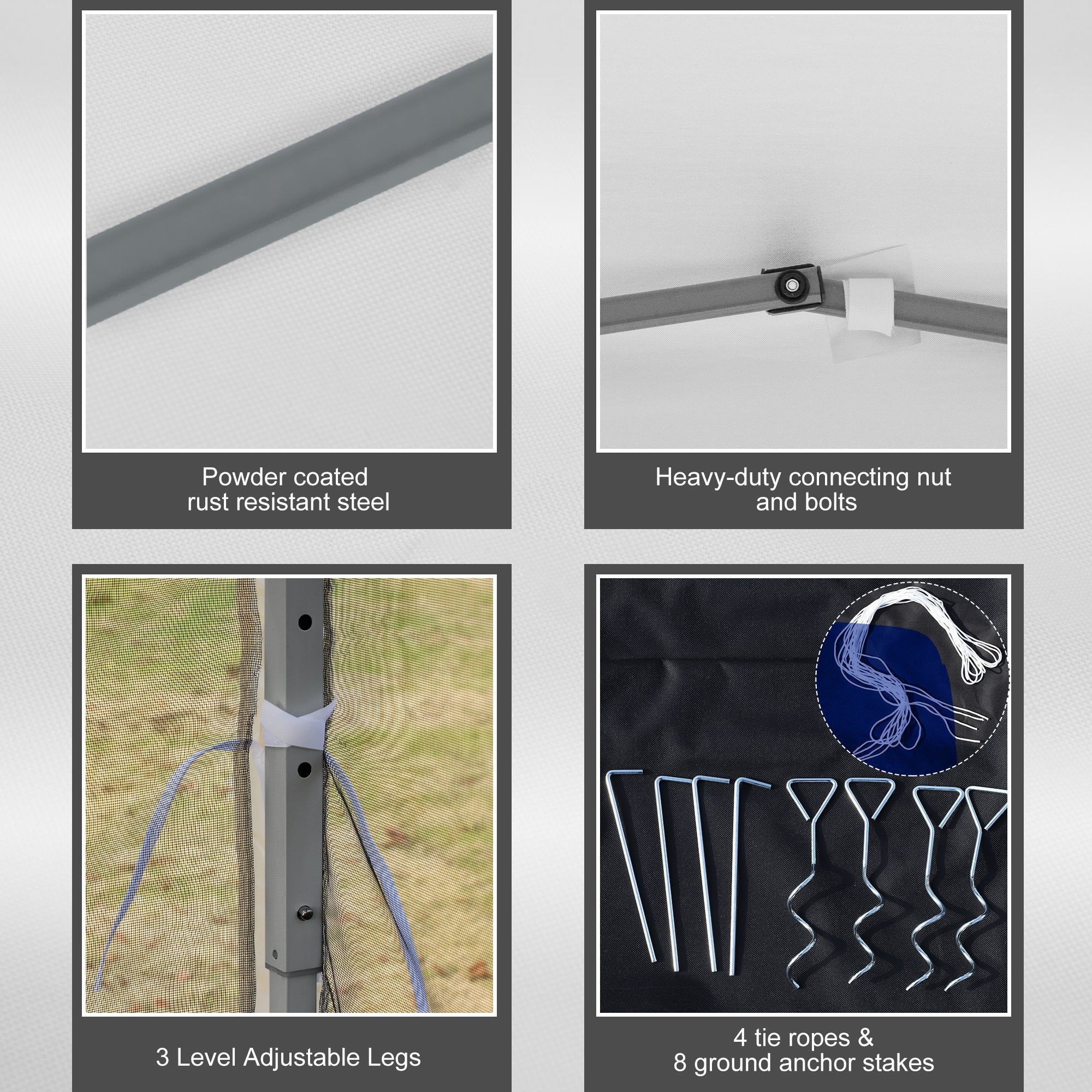 Outsunny 10x10 Pop-Up Gazebo Tent with Mesh Sidewalls & Carry Bag for Outdoor Patio, UV Protection, Cream White 