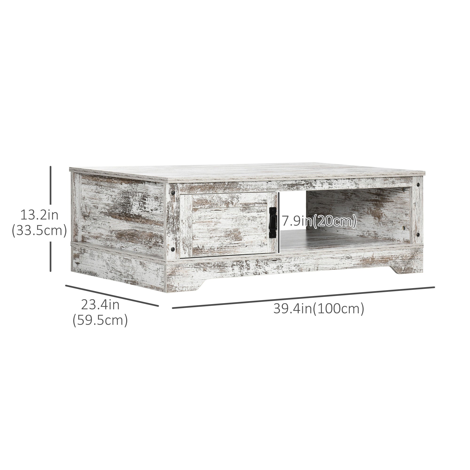 HOMCOM Vintage Tea Table: Coffee Table with Storage Cabinet for Living Room/Bedroom, White 