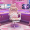 Cute Pink Gaming Chair with Cat Ears, Lumbar Support, Headrest & Footrest