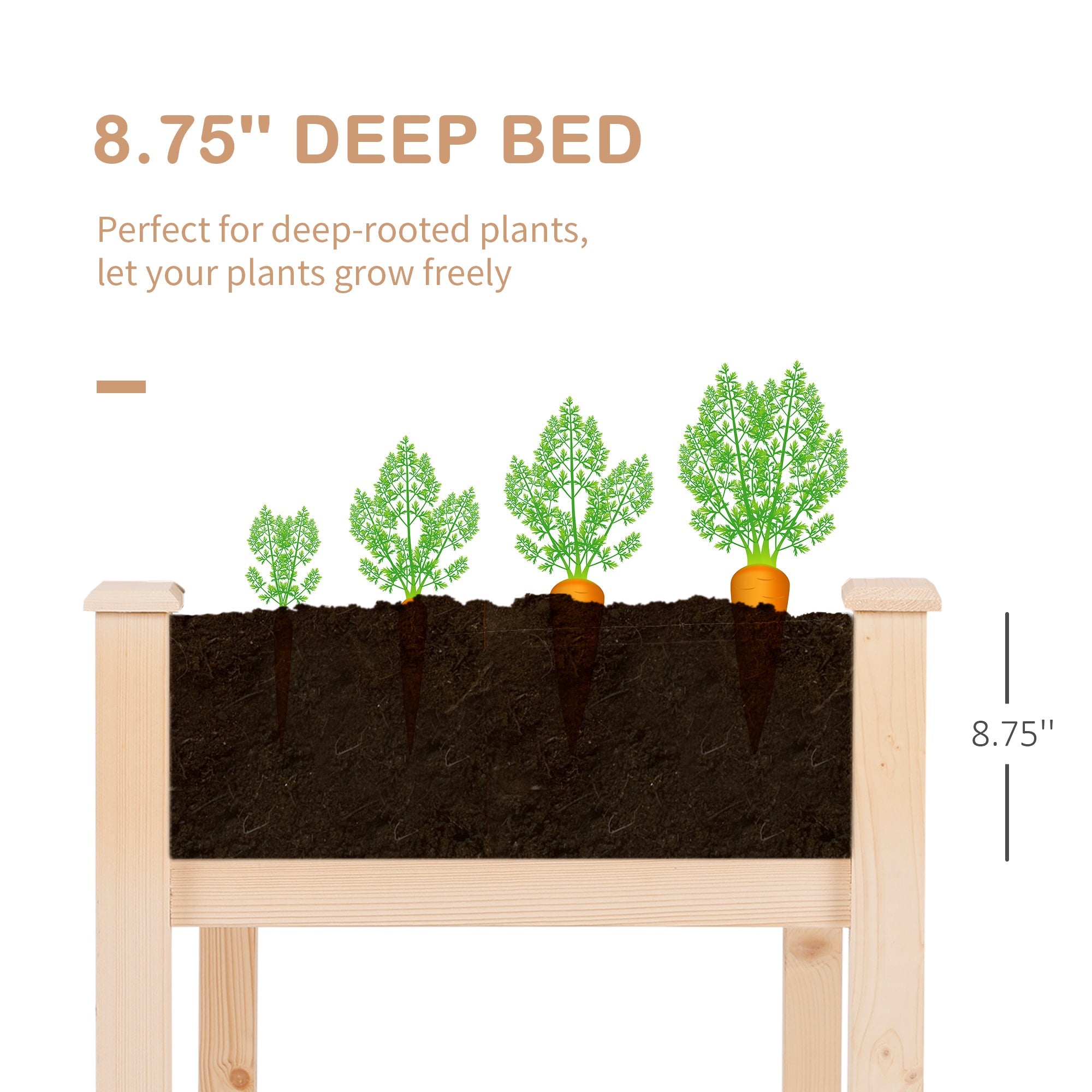 Outsunny Elevated Wooden Patio Garden Bed, 48"x22"x30", Natural Outdoor Flower Stand & Plant Table - Grow Your Garden Elegantly 