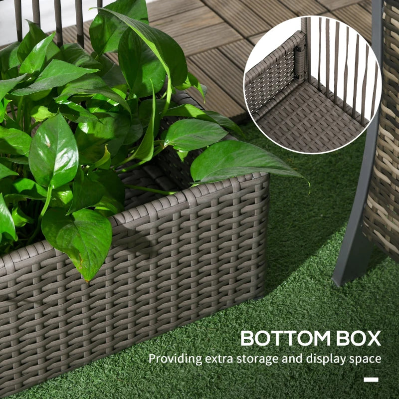 Raised Garden Bed with Lattice Trellis, Rattan Outdoor Planter with Storage for Garden, Patio, Balcony, Grey