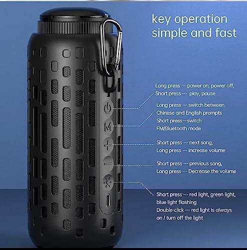 TUTT 2 in 1 Outdoor Waterproof Mini Speaker with Earbuds LED Lighting with Hook | TWS Earbuds Wireless with Portable Mini Speaker | for Picnic Travel Biking Hiking