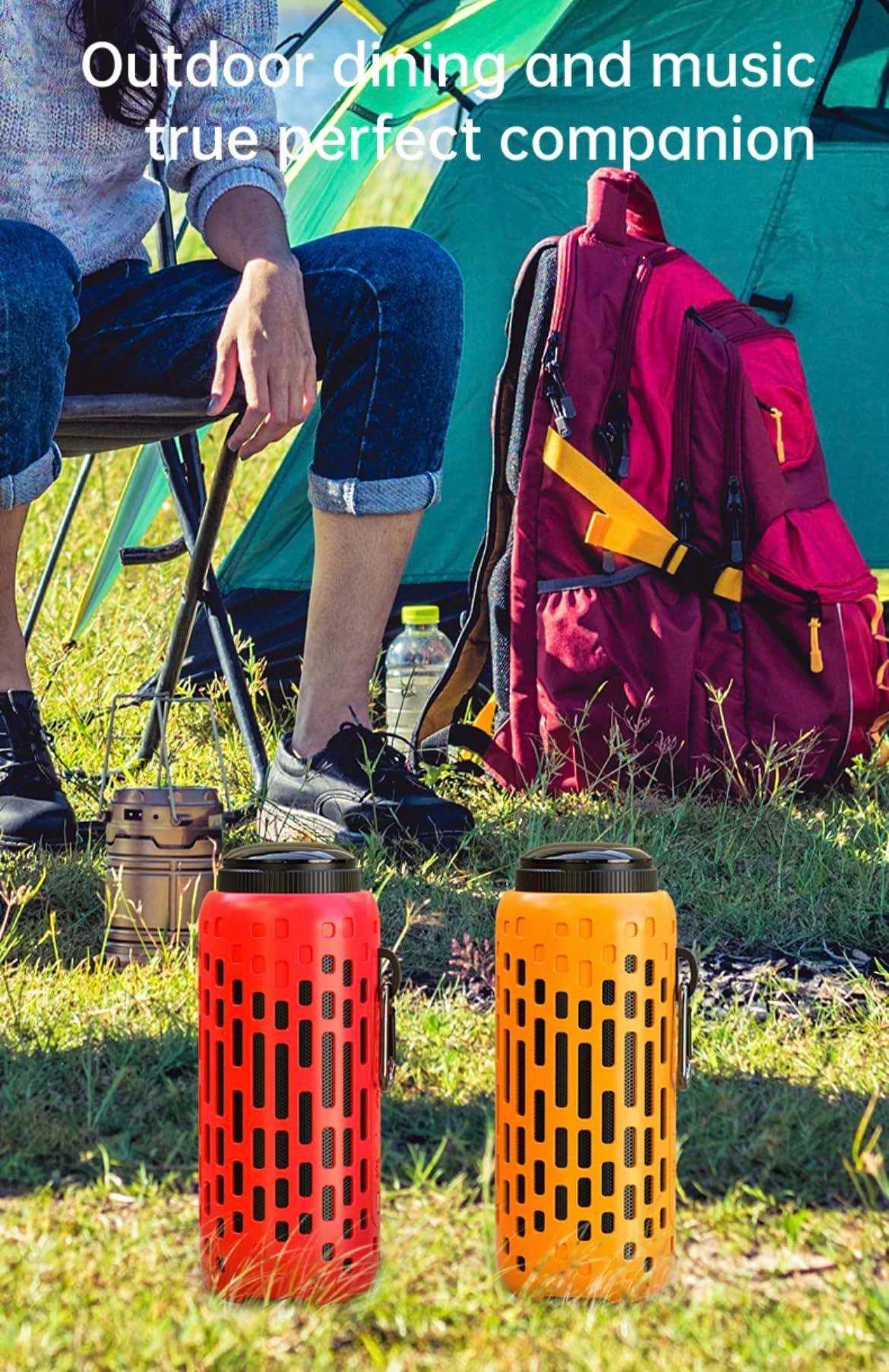 TUTT 2 in 1 Outdoor Waterproof Mini Speaker with Earbuds LED Lighting with Hook | TWS Earbuds Wireless with Portable Mini Speaker | for Picnic Travel Biking Hiking