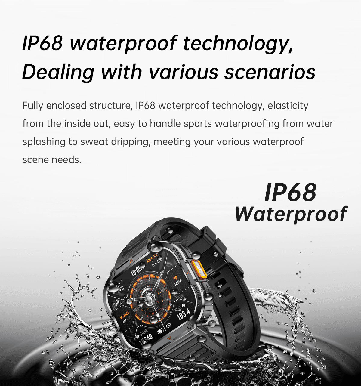 TUTT 2.0" Dial Smart Watch | Rugged Military | Health and Fitness Tracking | Flashlight | NX23 Smartwatches For Men