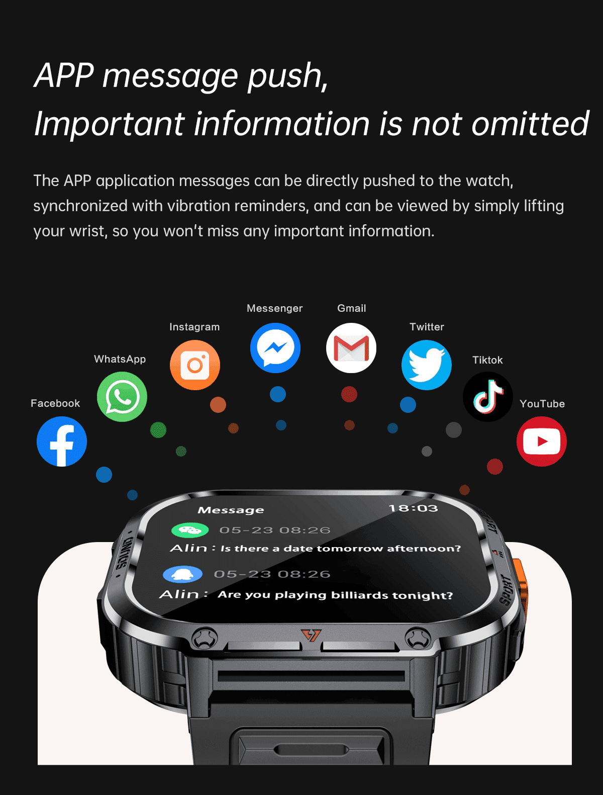 TUTT 2.0" Dial Smart Watch | Rugged Military | Health and Fitness Tracking | Flashlight | NX23 Smartwatches For Men