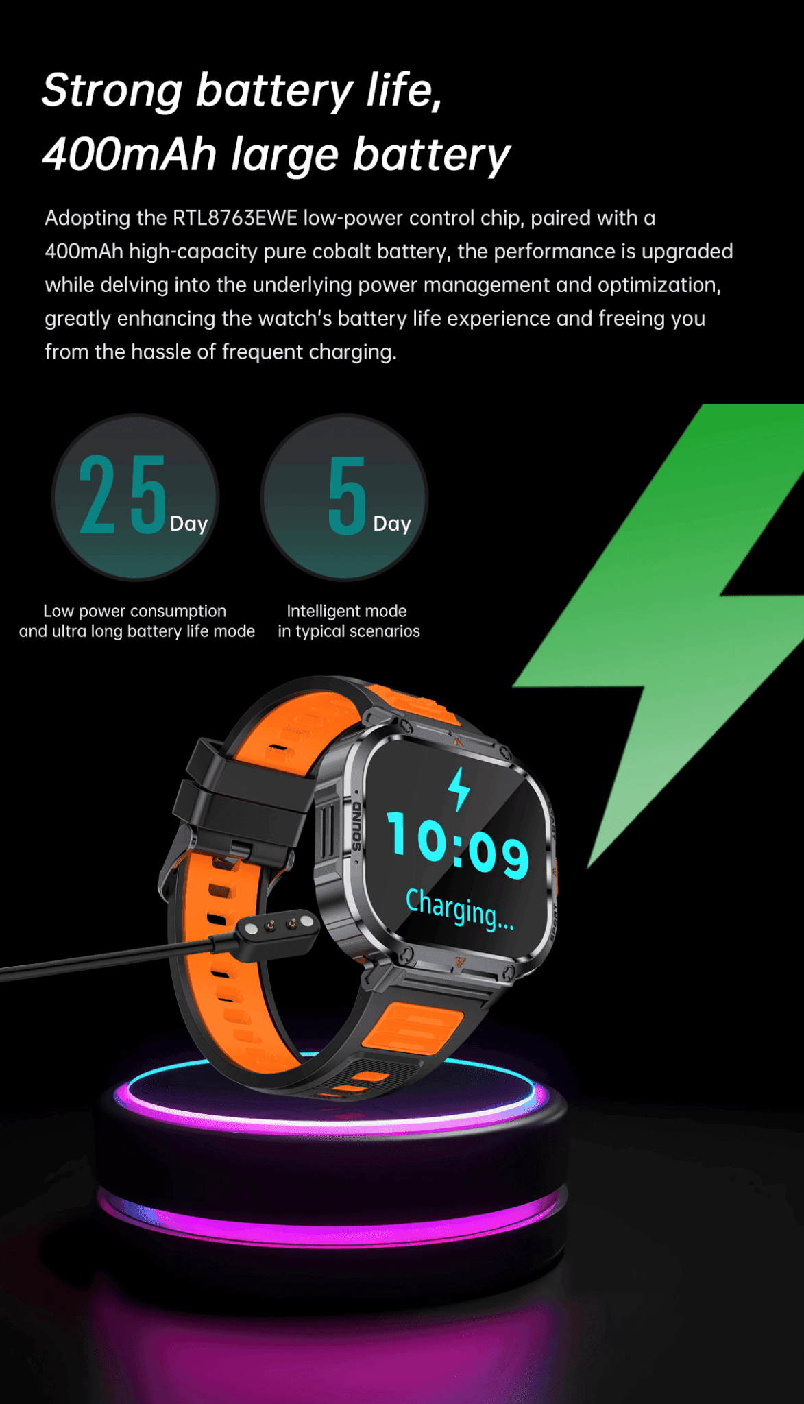 TUTT 2.0" Dial Smart Watch | Rugged Military | Health and Fitness Tracking | Flashlight | NX23 Smartwatches For Men