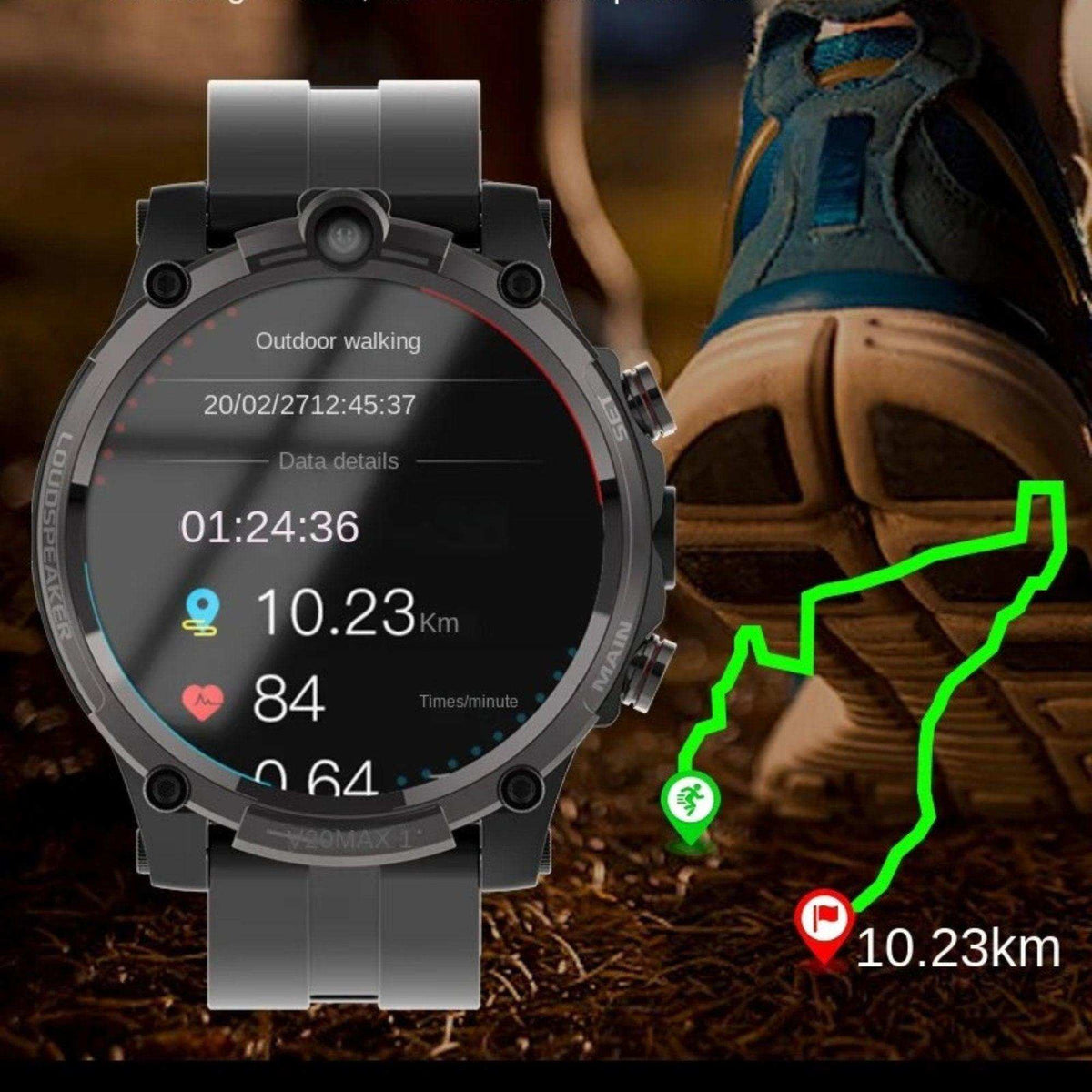 TUTT 4G Smart Watch Rugged with SIM Card | Dual Camera | 2GBRAM+16GBROM | V20 | Health and Fitness Tracker