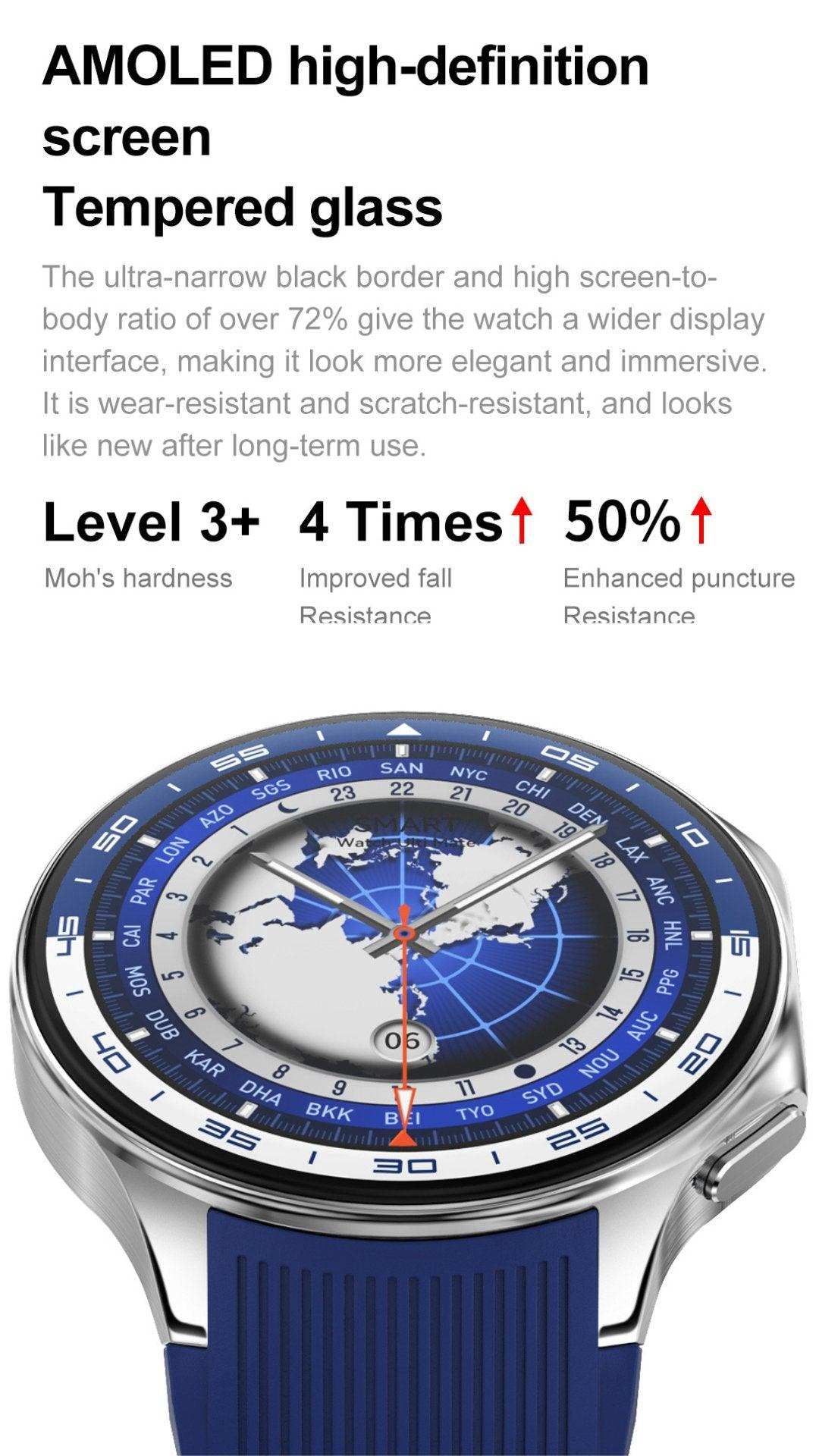 TUTT Classic AMOLED Ultra-Slim/Light 1.43" HD Smart Watch for Men | 4GB RAM AI | 3 Straps Premium Leather & Rubber | Always-On Dial Smartwatch