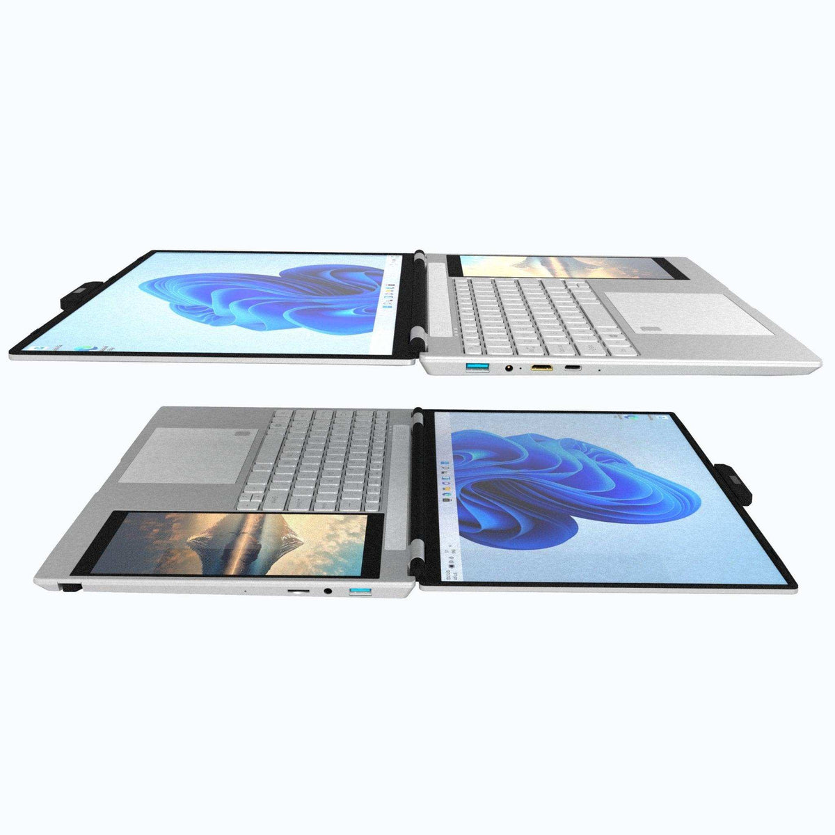 TUTT E156D 15.6" Laptop IPS Dual Screen 7” Mini Touch Screen Silver (1 TB SSD/ 32 GB RAM) | Intel® N95 CPU, Dual-band 2.4G/5G WIFI BacklitKeyboard | Windows 11 Pro with Mouse