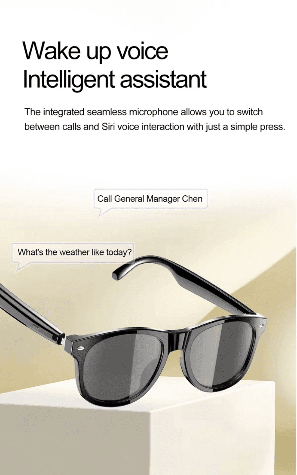 TUTT E8 Smart Bluetooth Sunglasses | AI Voice Assistance Call & Music | HD UV Protection | Anti-Blue Ray
