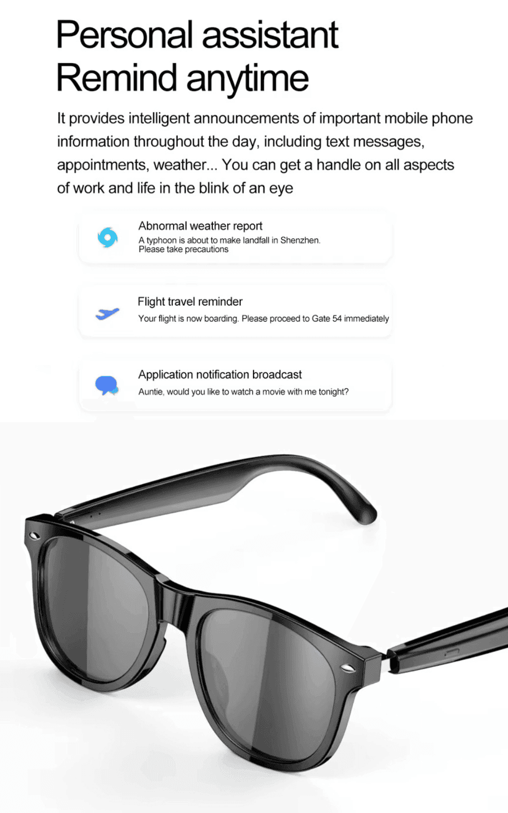 TUTT E8 Smart Bluetooth Sunglasses | AI Voice Assistance Call & Music | HD UV Protection | Anti-Blue Ray