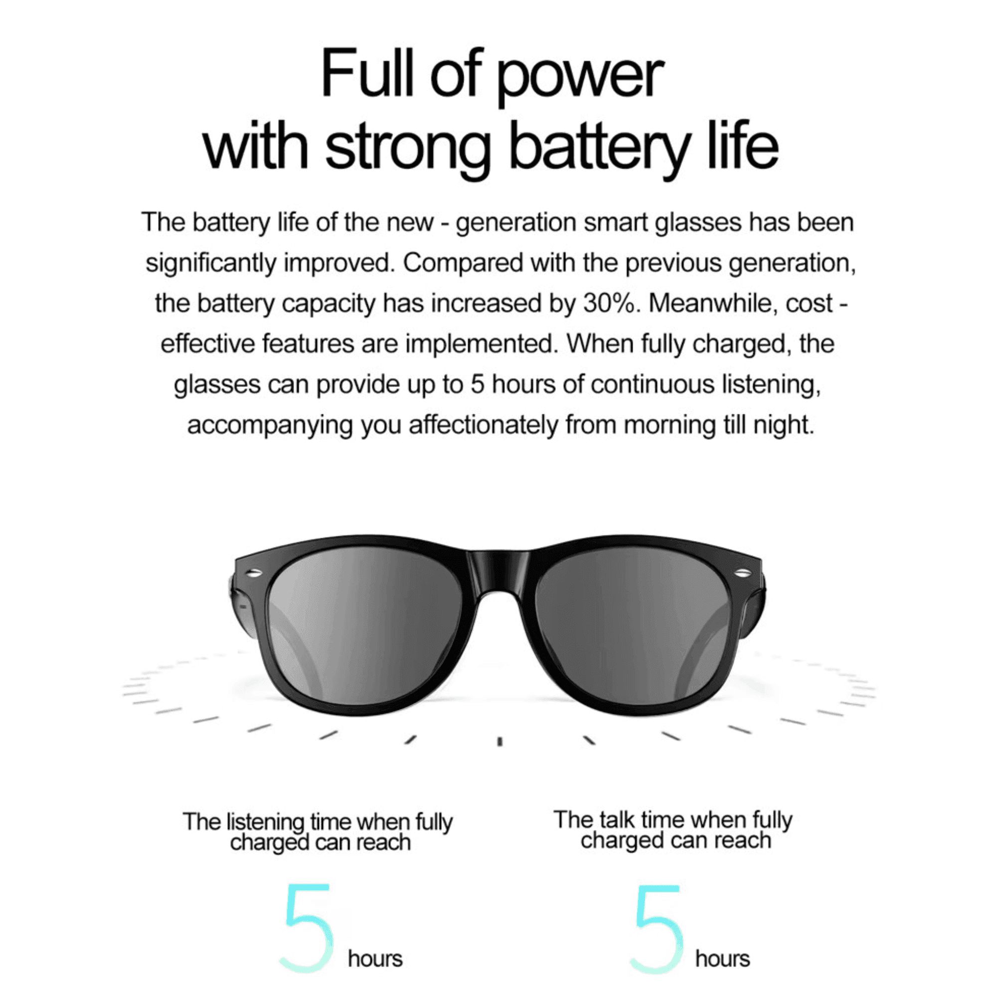 TUTT E8 Smart Bluetooth Sunglasses | AI Voice Assistance Call & Music | HD UV Protection | Anti-Blue Ray
