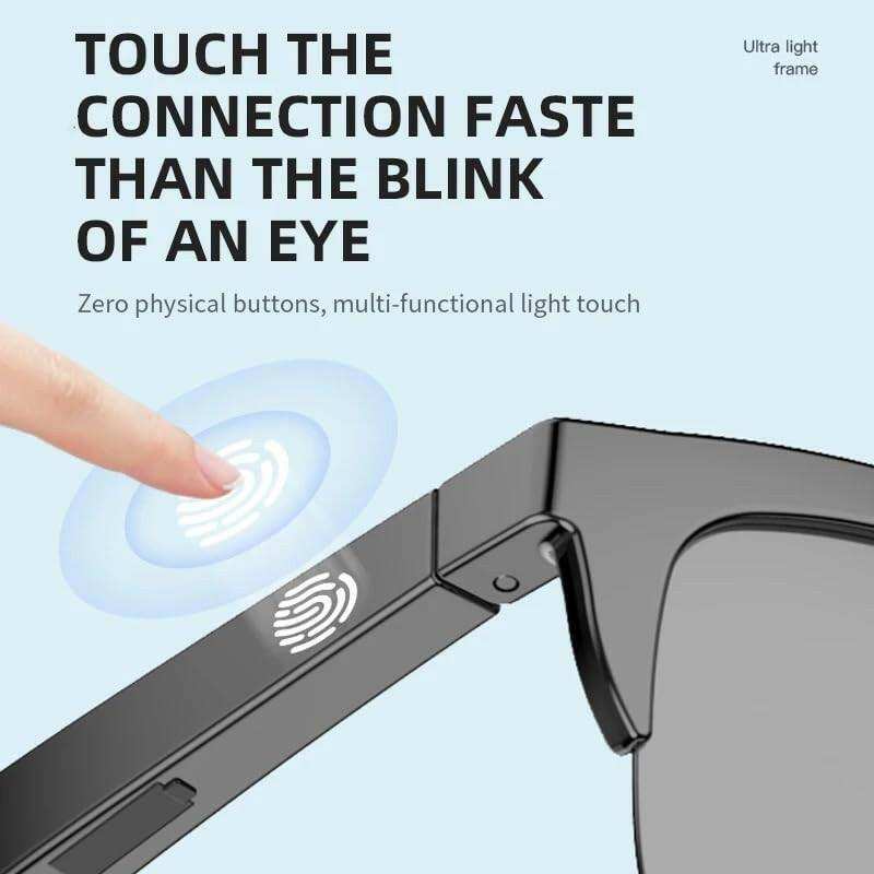 TUTT F6 Bluetooth Smart Sunglasses | Microphone | TR90 Frame | HD UV Protection Wireless Call & Music | Anti Blue Ray | Touch Control | Blue Ray Test Kit | Gift for Men Women